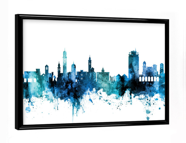 Poster mit schwarzem Rahmen "Lugano Switzerland Skyline Blue" artboxONE - Städte,Reise,Städte / Weitere
