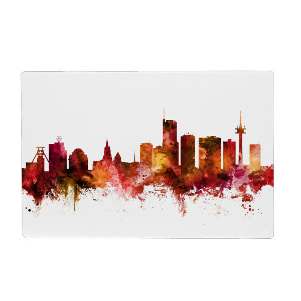 Holzbild "Essen Germany Skyline Red" artboxONE - Städte,Reise,Städte / Weitere
