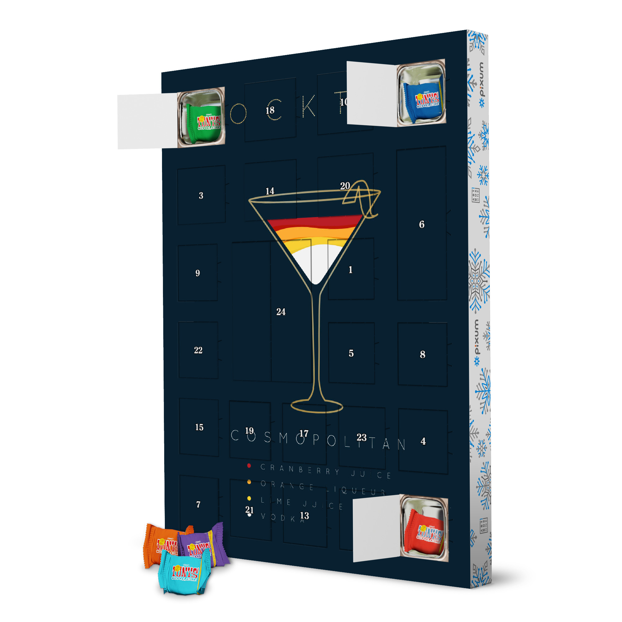 Adventskalender mit Tony's Chocolonely Cosmopolitan cocktail flat blue artboxONE Adventskalender Essen & Trinken