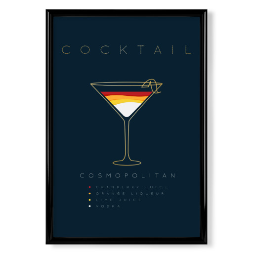 Cosmopolitan cocktail flat blue