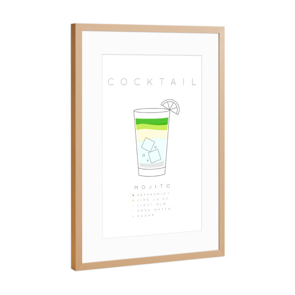 Poster mit Rahmen Kupfer "Mojito cocktail flat" artboxONE - Essen & Trinken,Essen & Trinken / Alkohol