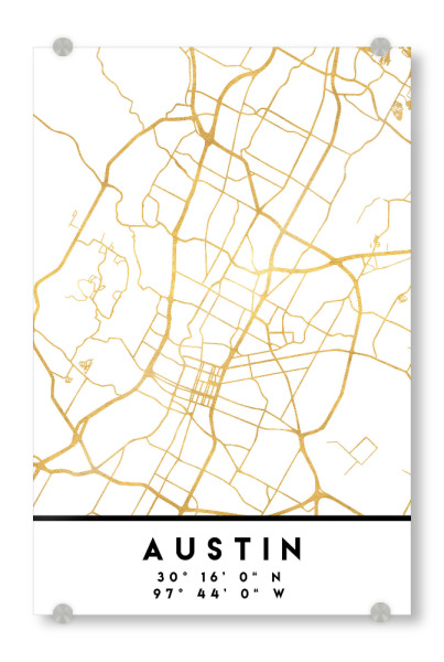 Acrylglasbild "AUSTIN TEXAS STREET MAP ART" artboxONE - Städte,Reise,Kartografie