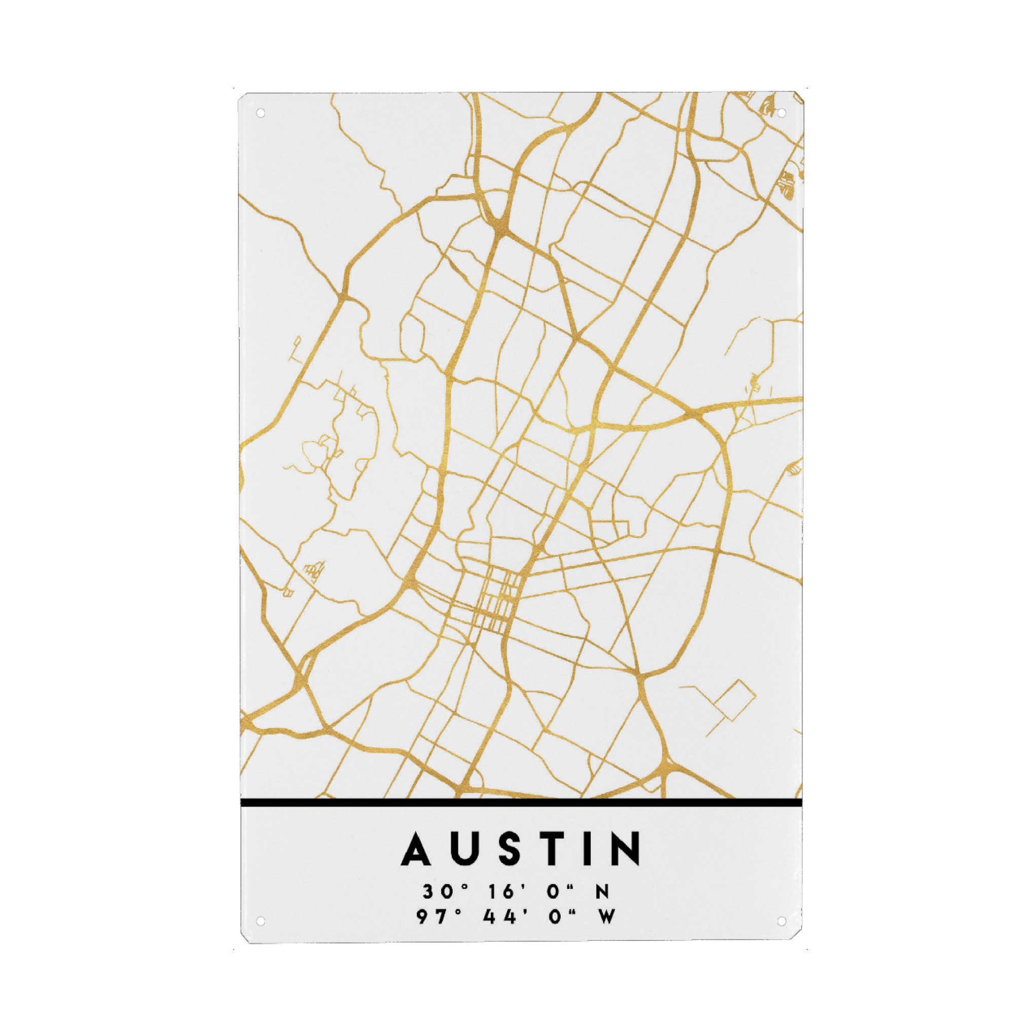 Metall Poster "AUSTIN TEXAS STREET MAP ART" artboxONE - Städte,Reise,Kartografie