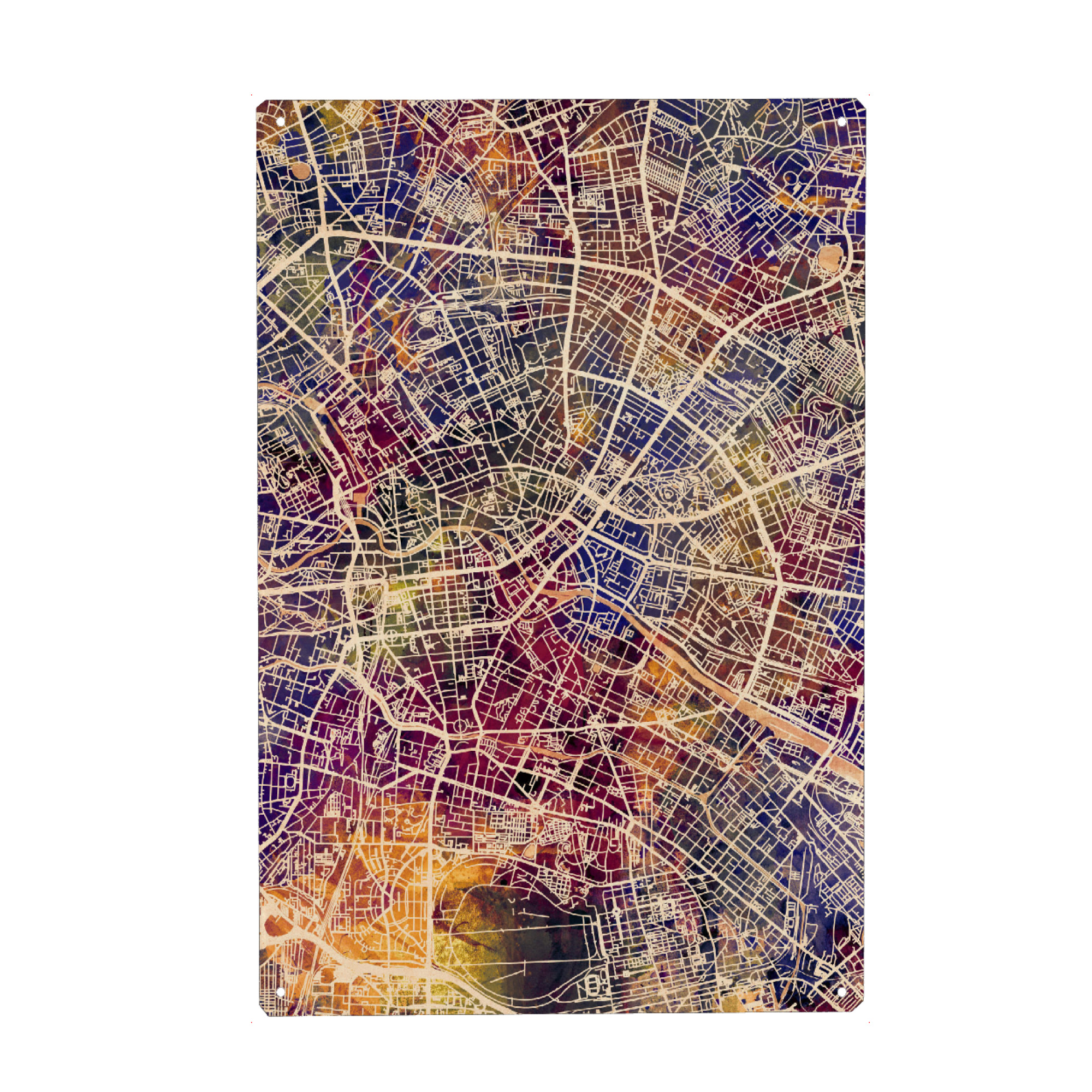 Metall Poster "Berlin Germany City Map purp" artboxONE - Städte / Berlin,Reise,Kartografie