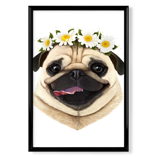 Pug with flowers