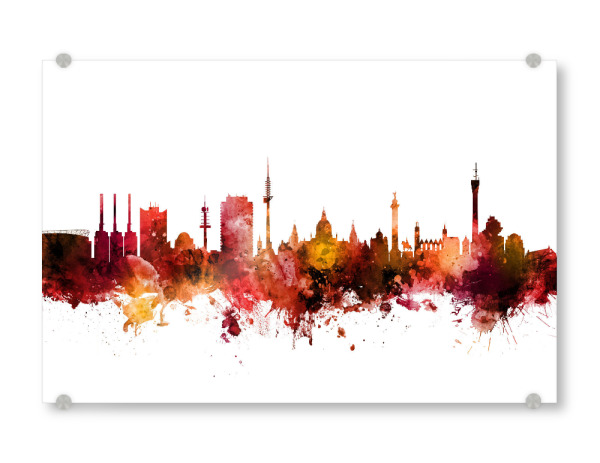 Acrylglasbild "Hannover Germany Skyline Red" artboxONE - Städte,Reise,Städte / Weitere