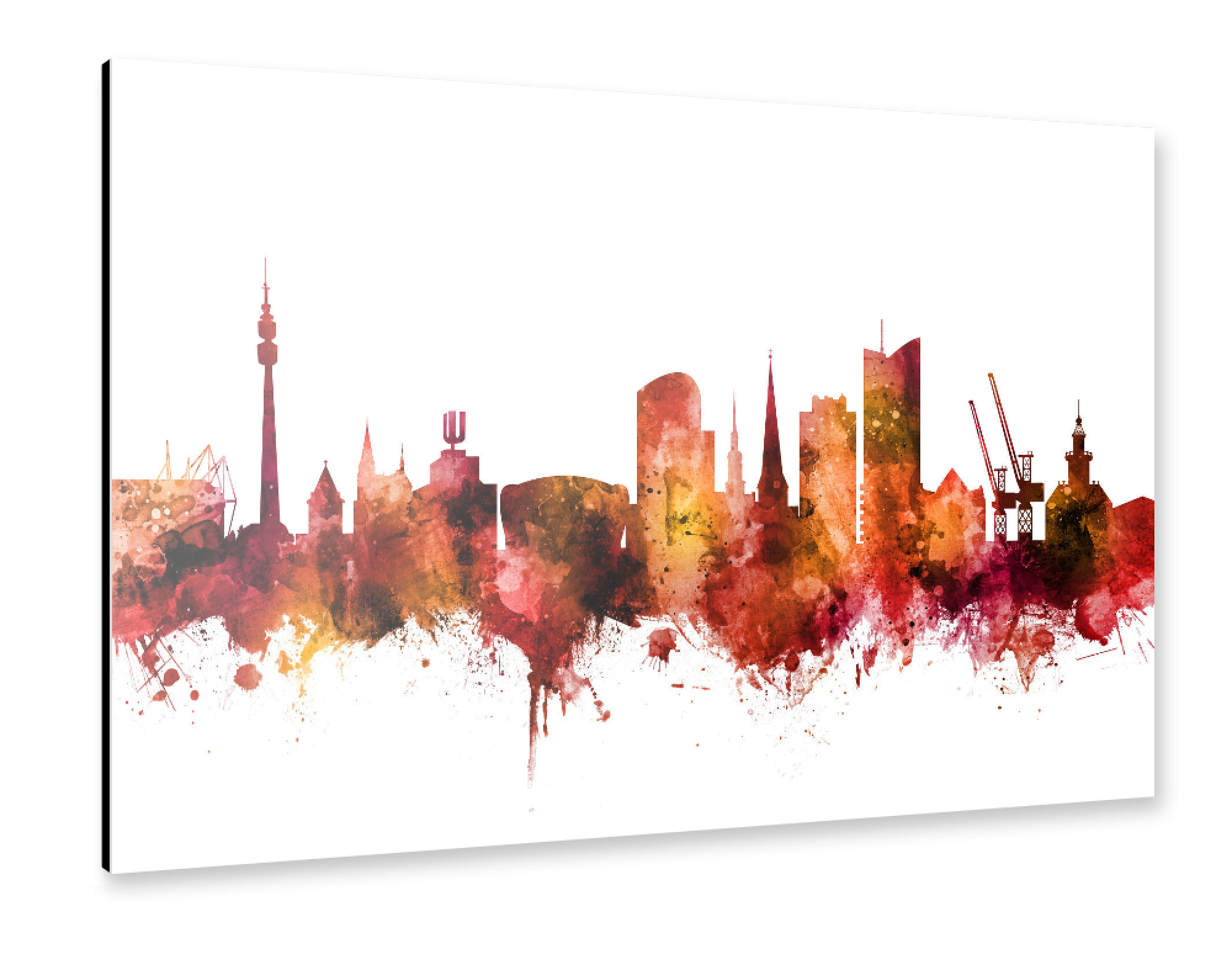 Alu-Dibond "Dortmund Germany Skyline Red" 75x50 cm artboxONE