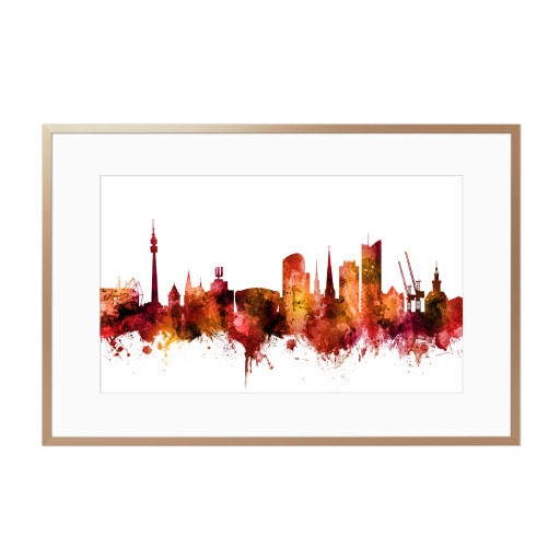 Dortmund Germany Skyline Red