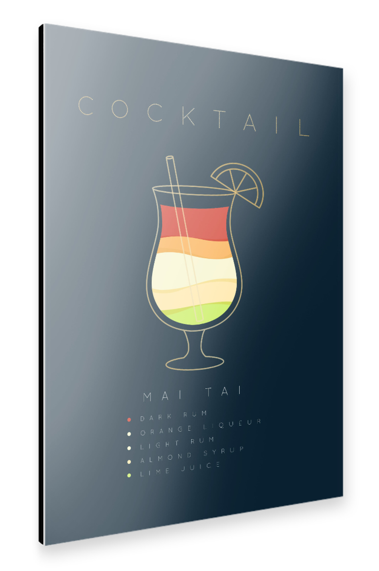 Alu-Dibond "Mai Tai cocktail flat blue" 75x50 cm artboxONE