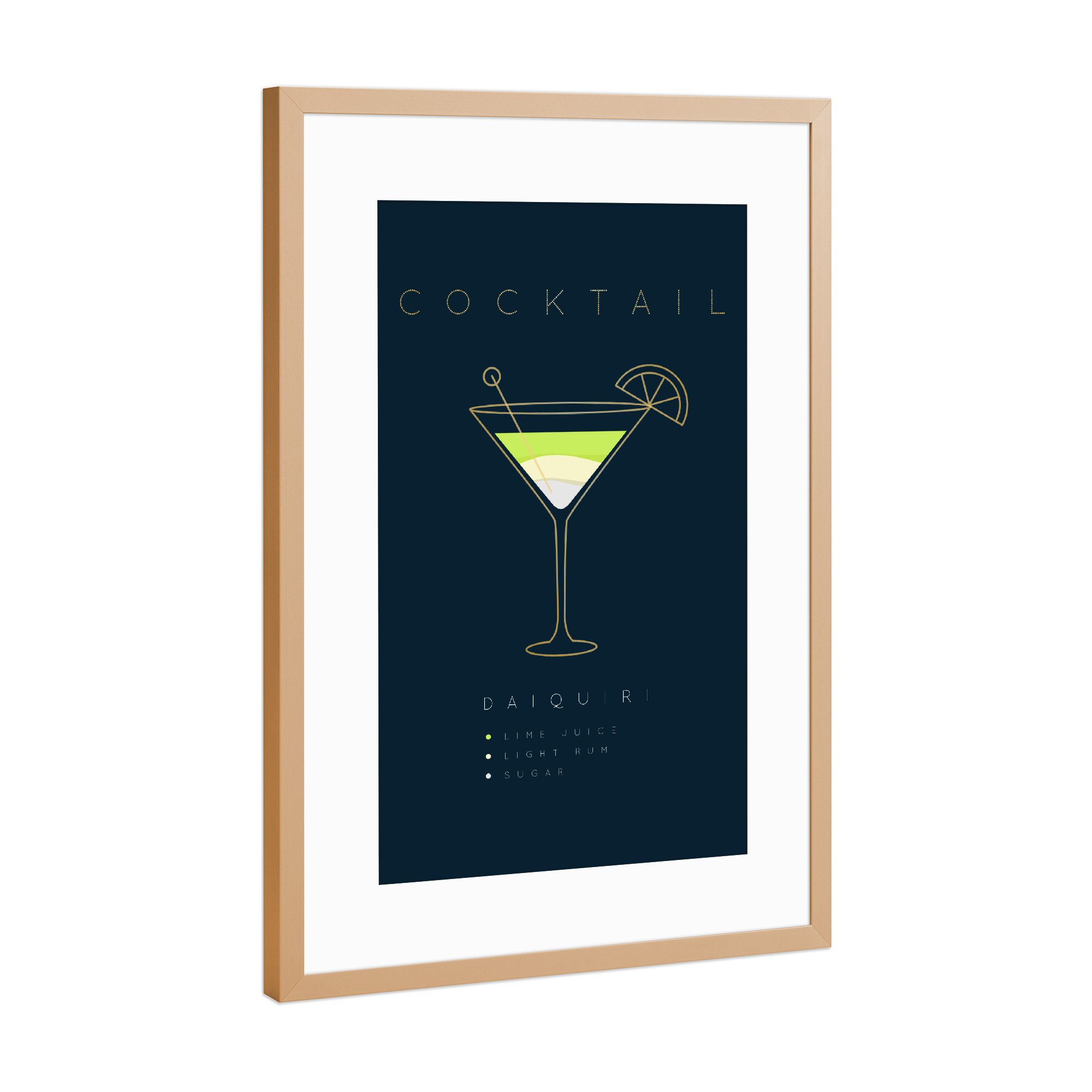 Poster mit Rahmen Kupfer "Daiquiri cocktail flat blue" artboxONE - Essen & Trinken,Essen & Trinken / Alkohol