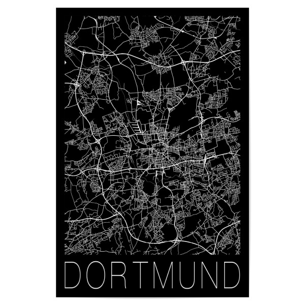 Poster 30x20 cm "Retro Map of Dortmund black" artboxONE - Städte,Schwarzweiß,Städte / Weitere,Kartografie - Retro,Map,Dortmund,Germany,Black