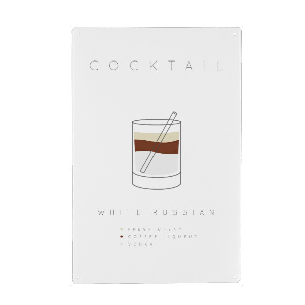 Holzbild "White Russian cocktail flat" artboxONE - Essen & Trinken,Essen & Trinken / Alkohol