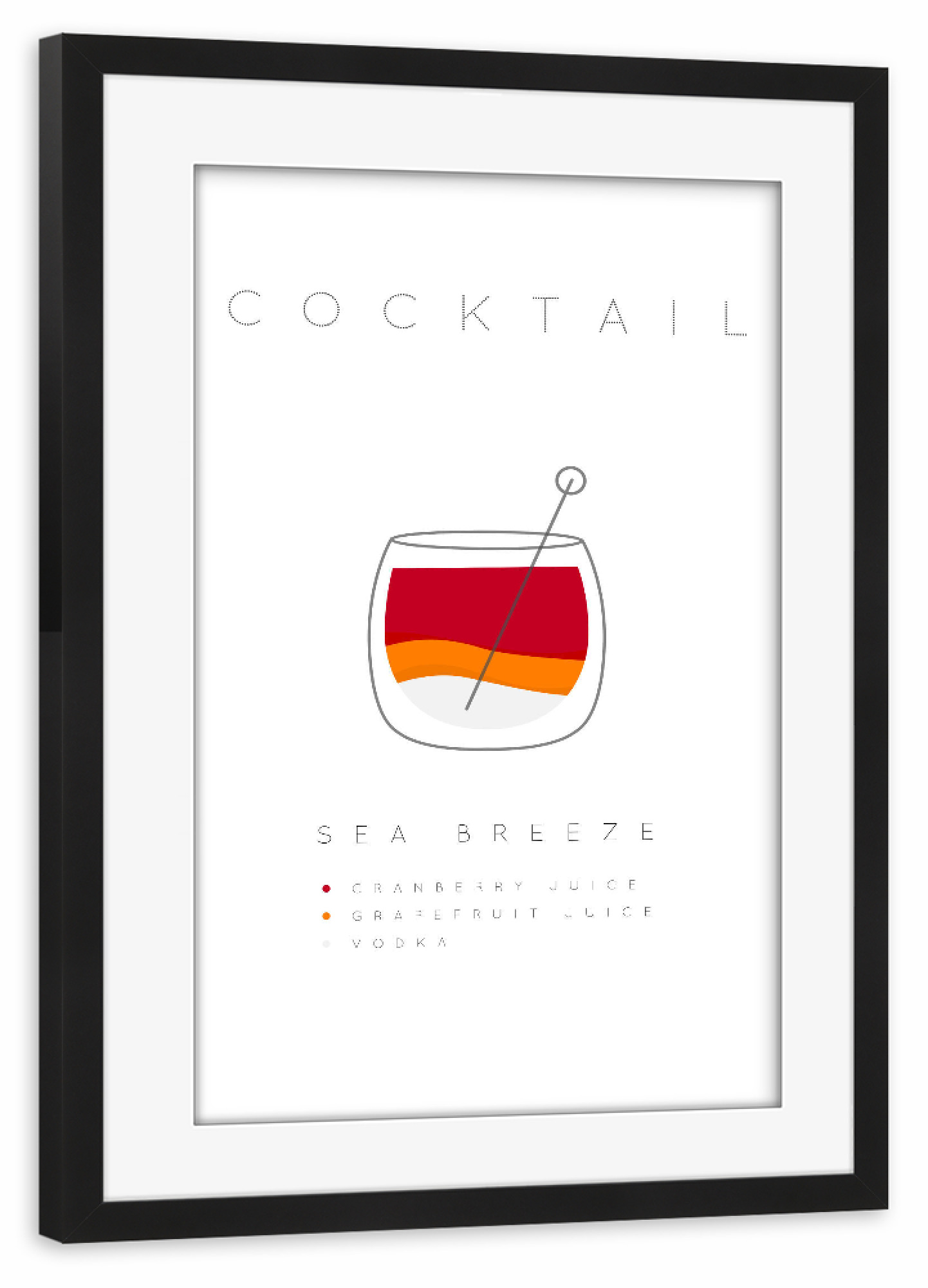 Poster mit Rahmen schwarz "Sea breeze cocktail flat" artboxONE - Essen & Trinken,Essen & Trinken / Alkohol