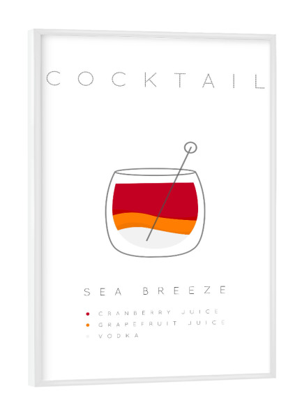 Poster mit weißem Rahmen "Sea breeze cocktail flat" artboxONE - Essen & Trinken,Essen & Trinken / Alkohol