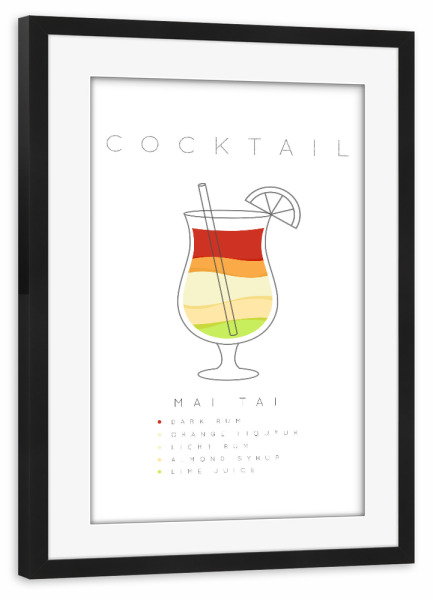 Poster mit Rahmen schwarz "Mai Tai cocktail flat" artboxONE - Essen & Trinken,Essen & Trinken / Alkohol