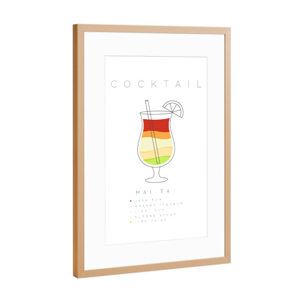 Poster mit Rahmen Kupfer "Mai Tai cocktail flat" artboxONE - Essen & Trinken,Essen & Trinken / Alkohol