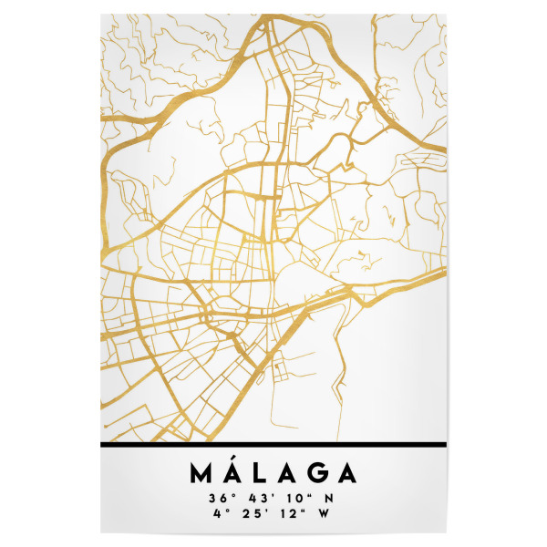 Poster 30x20 cm "MALAGA SPAIN STREET MAP ART" artboxONE - Städte,Reise,Kartografie