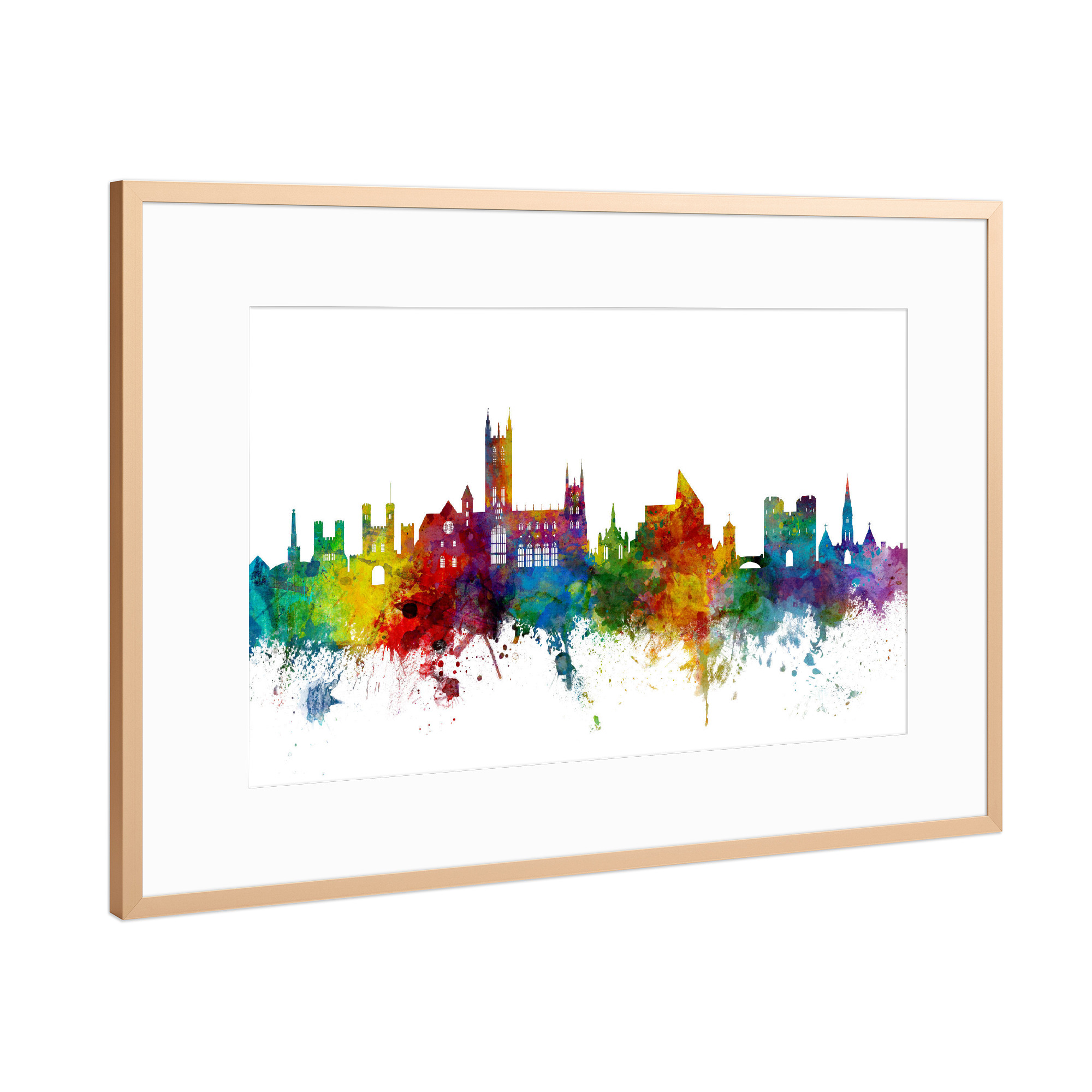 Poster mit Rahmen Kupfer "Canterbury England Skyline colour" artboxONE - Städte,Reise