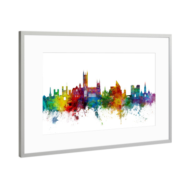 Poster mit Rahmen Silber "Canterbury England Skyline colour" artboxONE - Städte,Reise