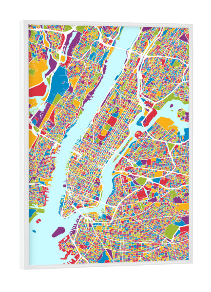 Poster mit weißem Rahmen "New York City Street Map rgb" artboxONE - Städte / New York,Reise,Kartografie