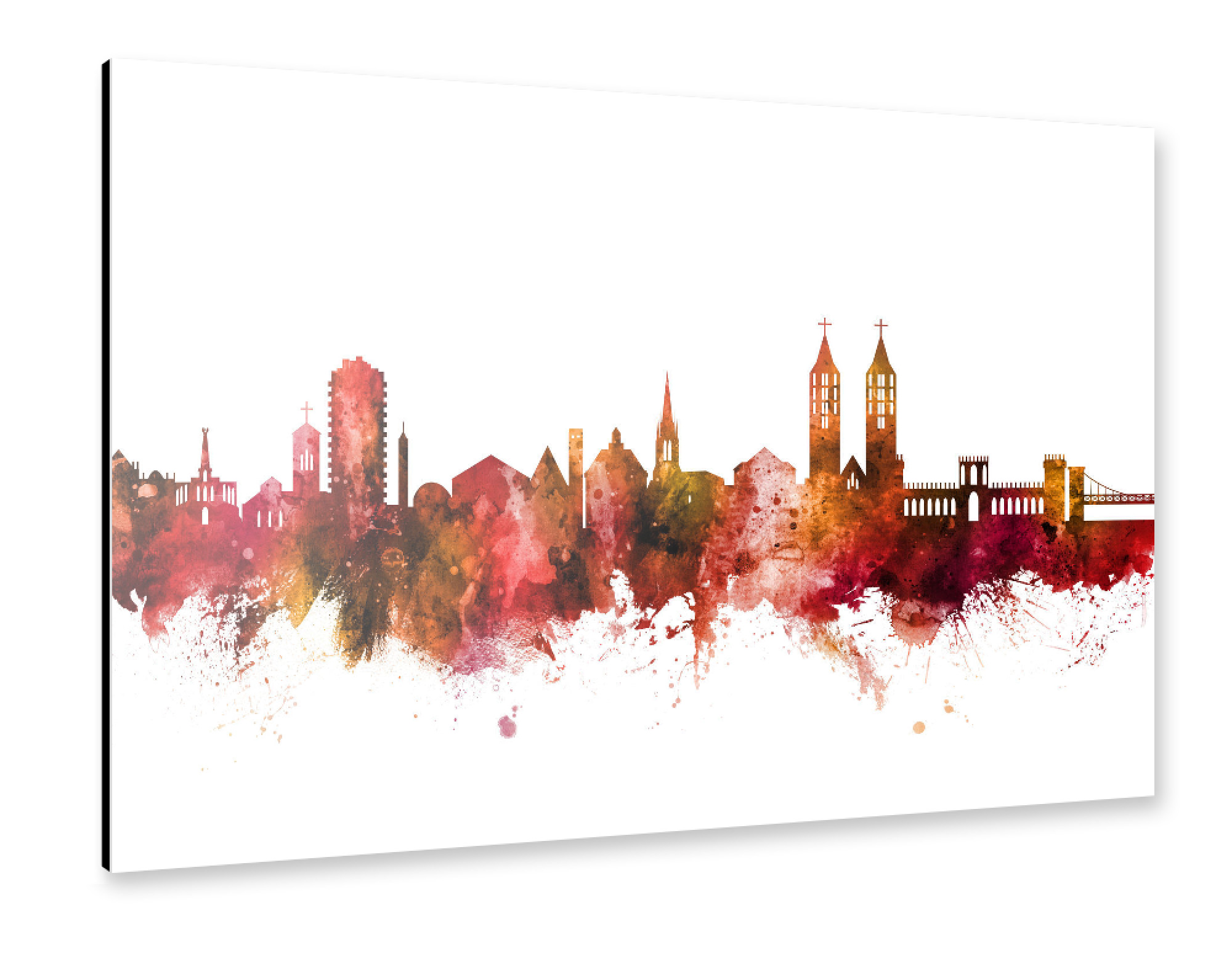 Alu-Dibond "Kassel Germany Skyline Red" 30x20 cm artboxONE