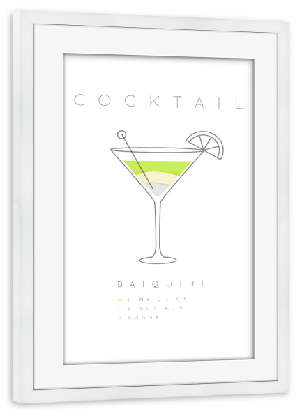 Poster mit Rahmen weiß "Daiquiri cocktail flat" artboxONE - Essen & Trinken,Essen & Trinken / Alkohol