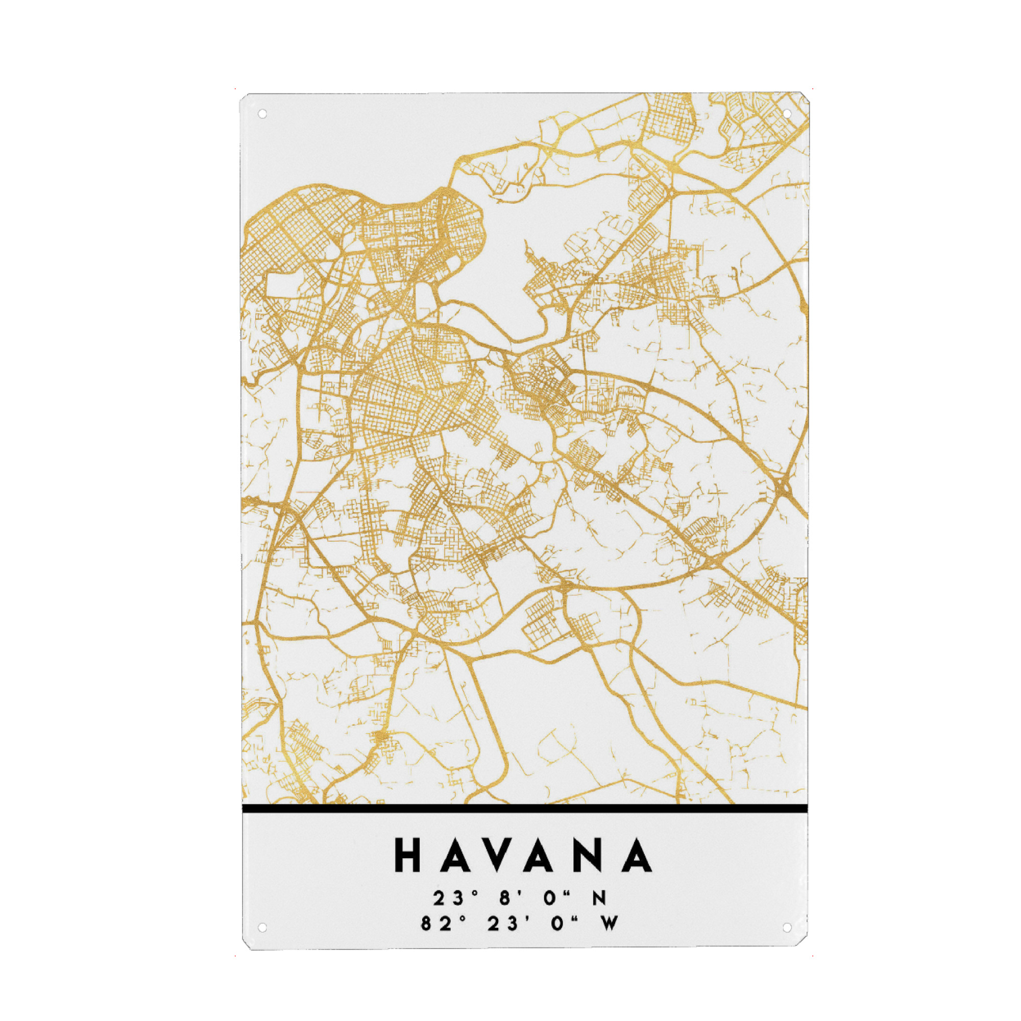 Holzbild "HAVANA CUBA STREET MAP ART" artboxONE - Städte,Reise,Kartografie
