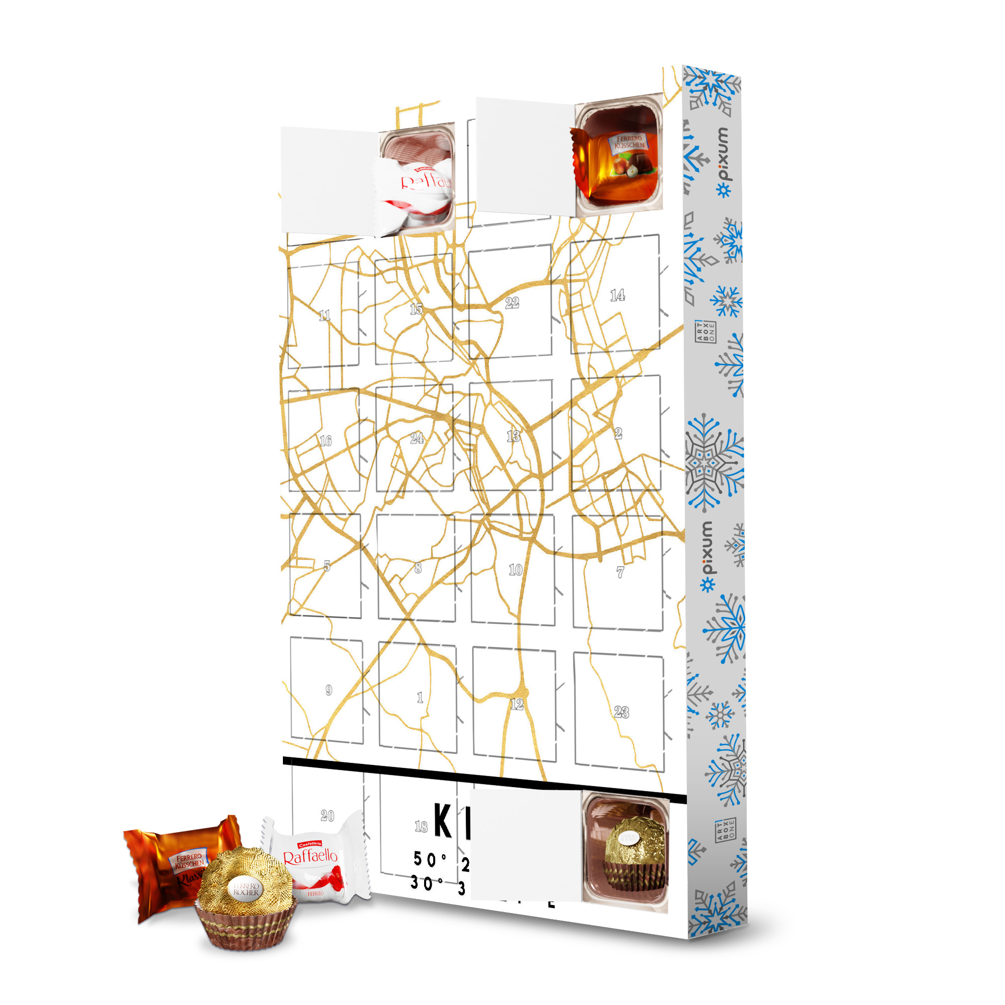 Adventskalender mit Ferrero Pralinen KIEV UKRAINE STREET MAP ART artboxONE Adventskalender Städte