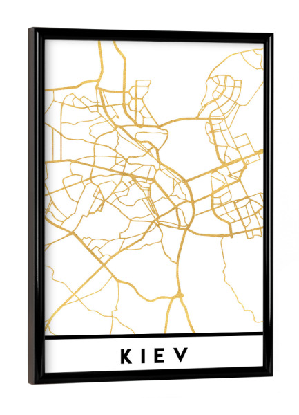 Poster mit schwarzem Rahmen "KIEV UKRAINE STREET MAP ART" artboxONE - Städte,Reise,Kartografie