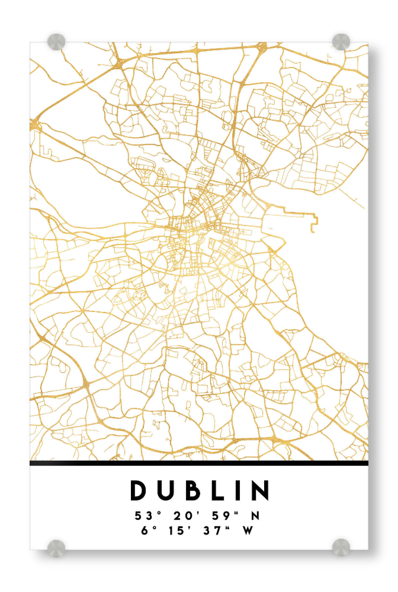 Acrylglasbild "DUBLIN IRELAND STREET MAP ART" artboxONE - Städte,Reise,Kartografie
