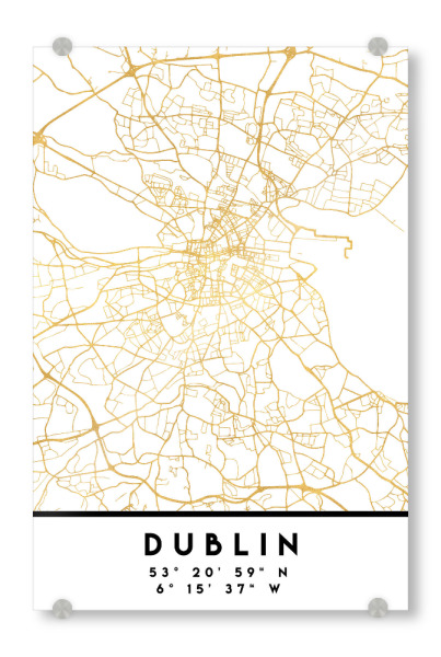 Acrylglasbild "DUBLIN IRELAND STREET MAP ART" artboxONE - Städte,Reise,Kartografie