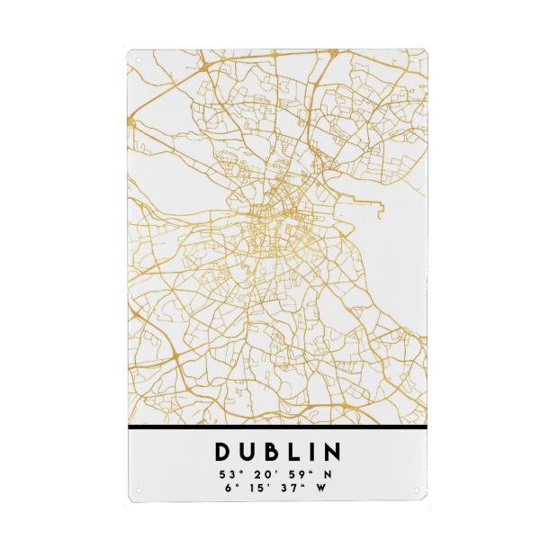 Holzbild "DUBLIN IRELAND STREET MAP ART" artboxONE - Städte,Reise,Kartografie