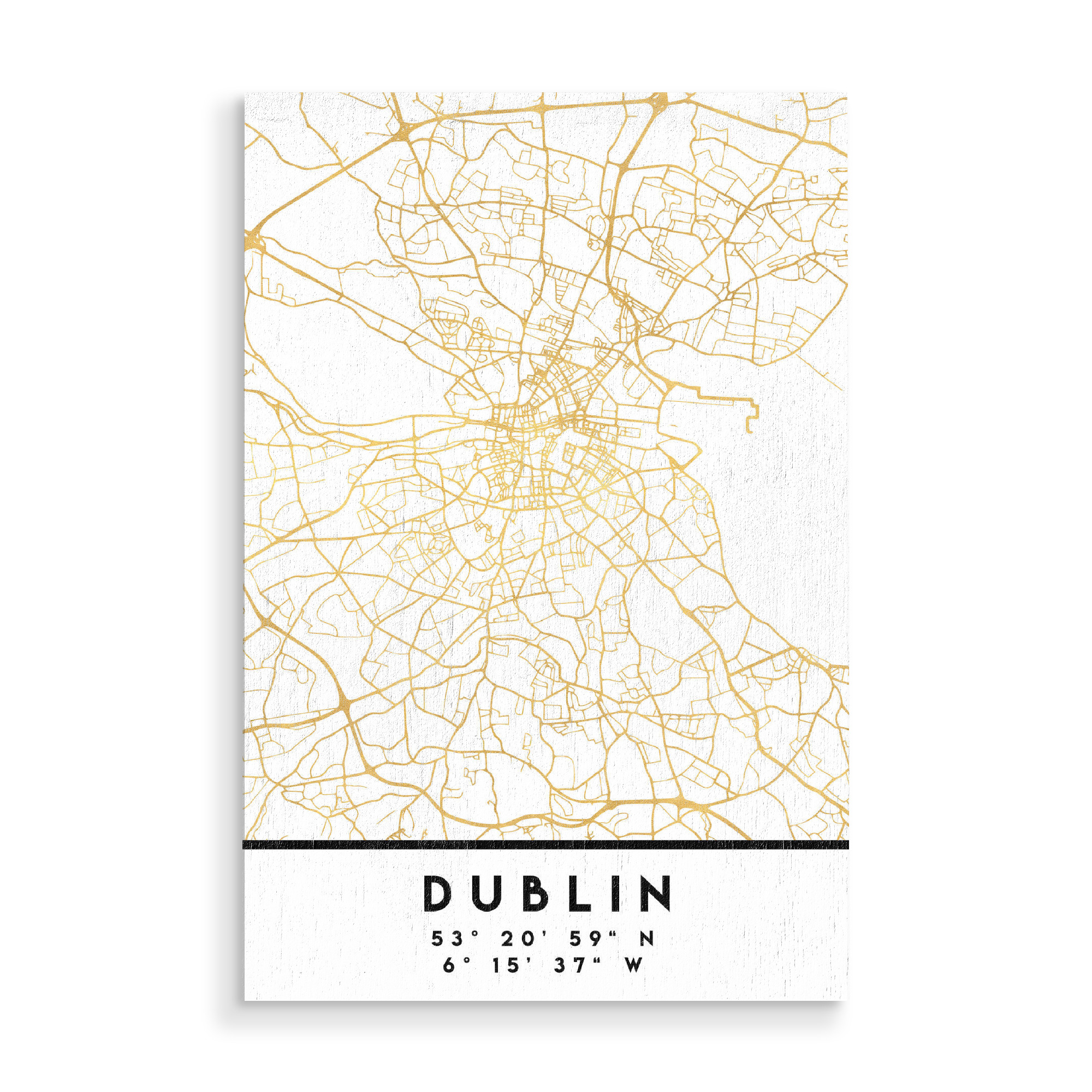 Holzbild "DUBLIN IRELAND STREET MAP ART" artboxONE - Städte,Reise,Kartografie
