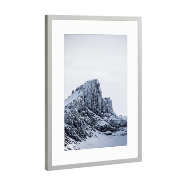 Poster mit Rahmen Silber "Schneegipfel" artboxONE - Natur