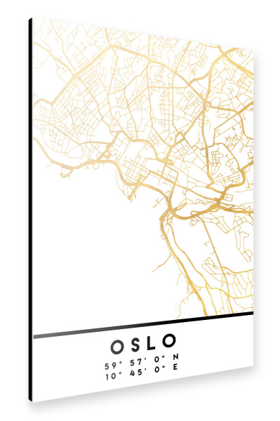 Alu-Dibond "OSLO NORWAY STREET MAP ART" 30x20 cm artboxONE