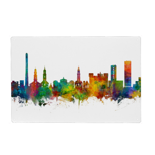 Metall Poster "Erlangen Germany Skyline colour" artboxONE - Städte,Reise