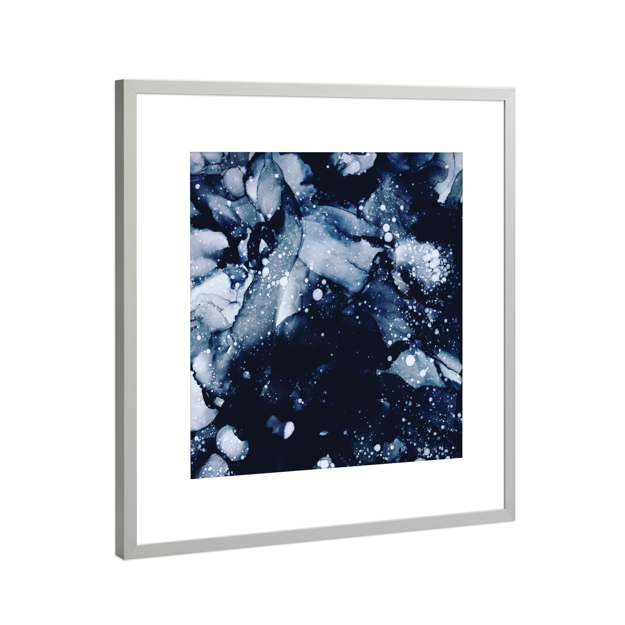 Poster mit Rahmen Silber "Abstract Waves" artboxONE - Natur,Abstrakt - Abstrakt,Ink,Minimalistisch,Schlicht,Design,Tinte,Marble,Marmor