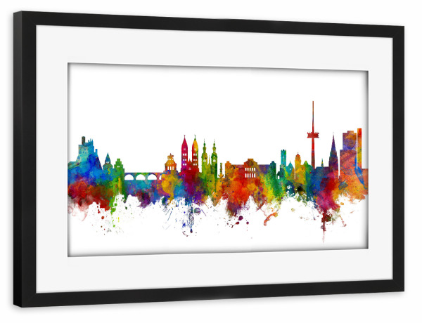 Poster mit Rahmen schwarz "Koblenz Germany Skyline" artboxONE - Städte,Reise,Städte / Weitere