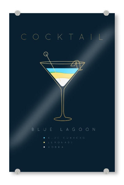 Acrylglasbild "Blue Lagoon cocktail flat blue" artboxONE - Essen & Trinken,Essen & Trinken / Alkohol