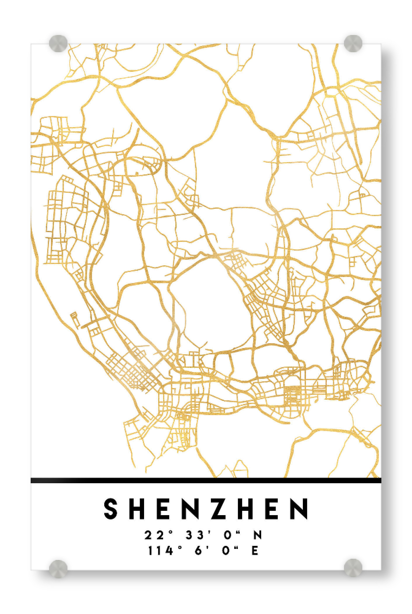 Acrylglasbild "SHENZEHN CHINA STREET MAP ART" artboxONE - Städte,Reise,Kartografie