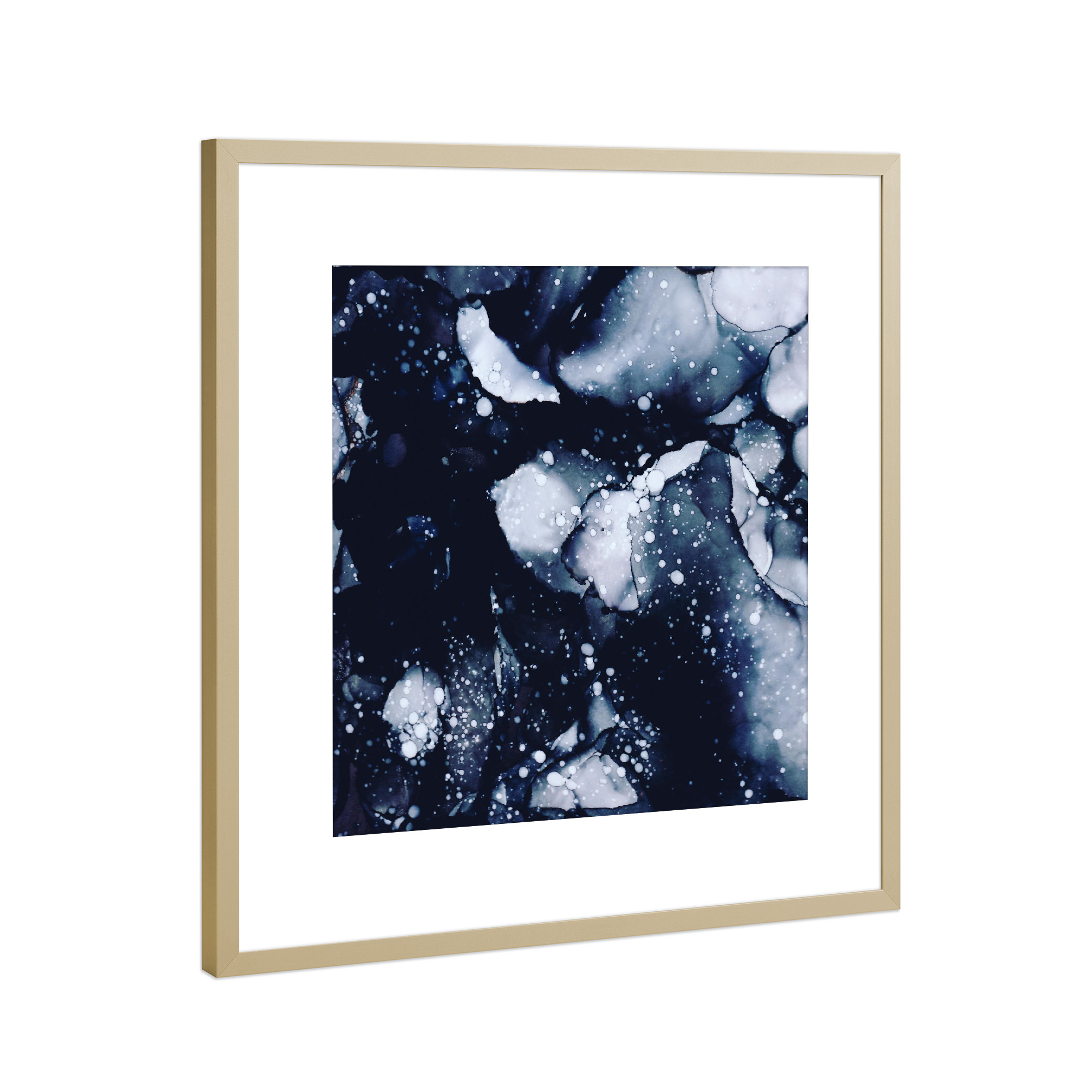 Poster mit Rahmen Gold "Abstract Wave" artboxONE - Natur,Abstrakt - Abstrakt,Aqua,Minimalistisch,Schlicht,Skandinavisch,Tinte,Ink,Marmor,Marble,Simple
