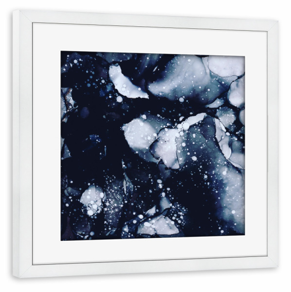 Poster mit Rahmen weiß "Abstract Wave" artboxONE - Natur,Abstrakt - Abstrakt,Aqua,Minimalistisch,Schlicht,Skandinavisch,Tinte,Ink,Marmor,Marble,Simple