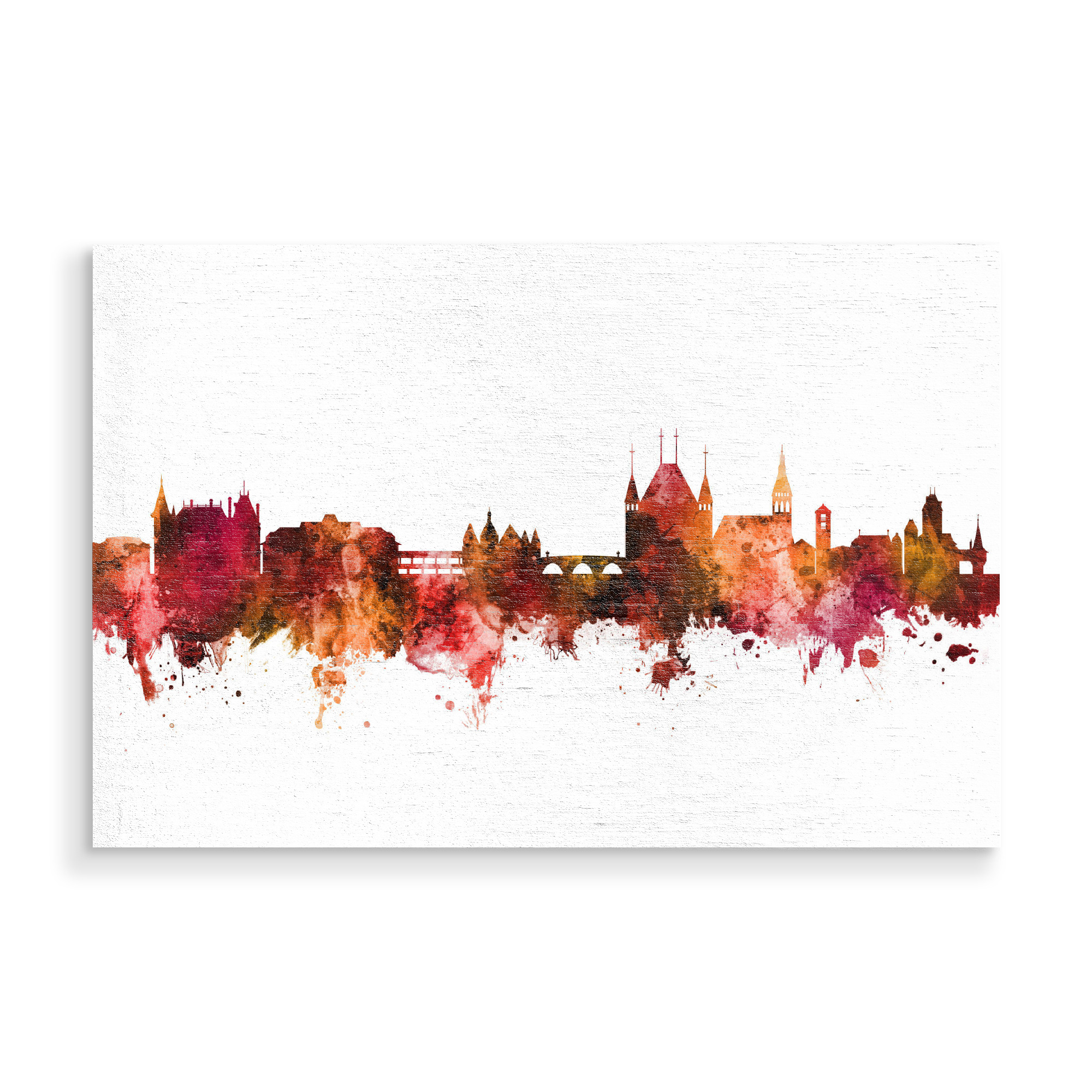 Holzbild "Thun Switzerland Skyline Red" artboxONE - Städte,Reise