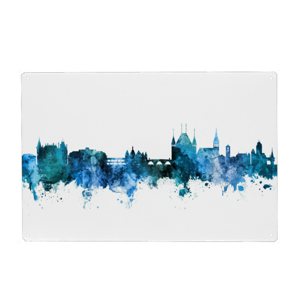 Metall Poster "Thun Switzerland Skyline Blue" artboxONE - Städte,Reise