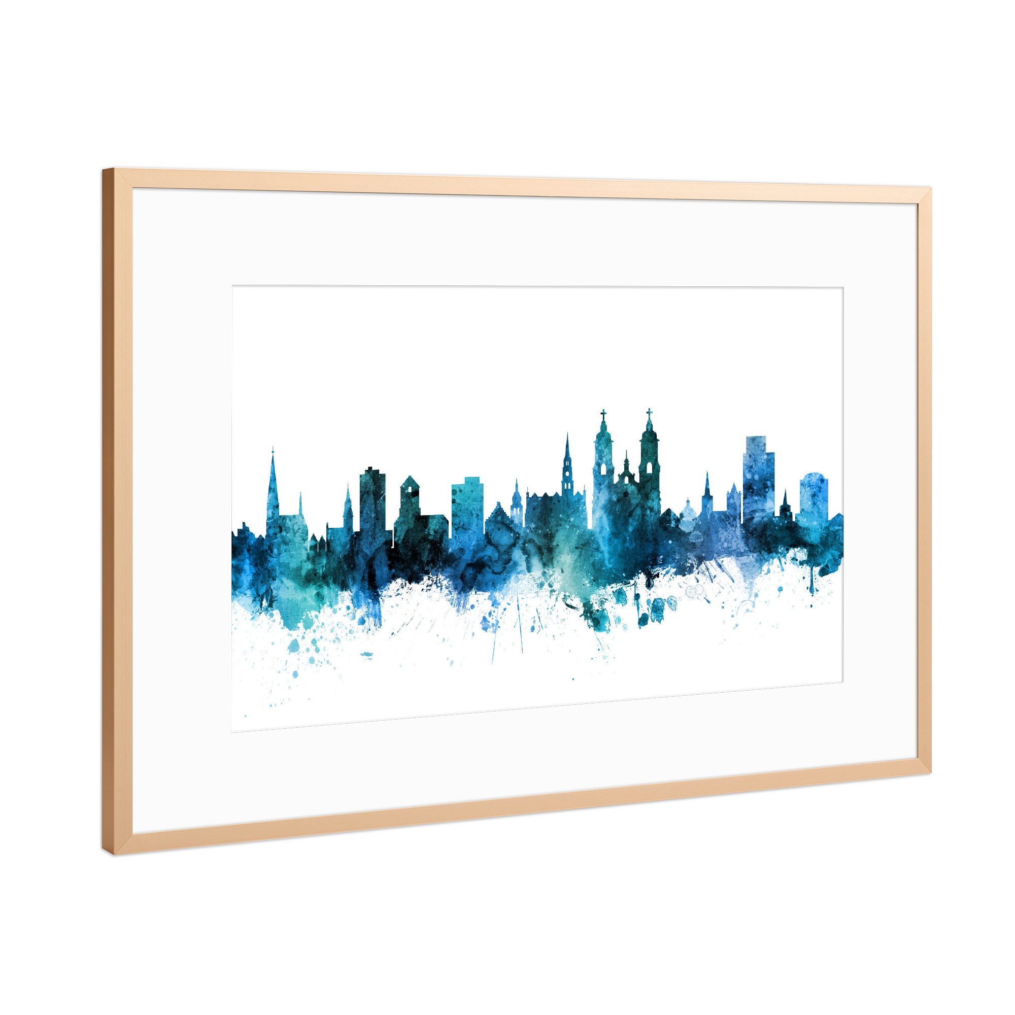 Poster mit Rahmen Kupfer "St Gallen Skyline Blue" artboxONE - Städte,Reise