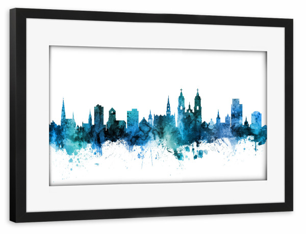 Poster mit Rahmen schwarz "St Gallen Skyline Blue" artboxONE - Städte,Reise