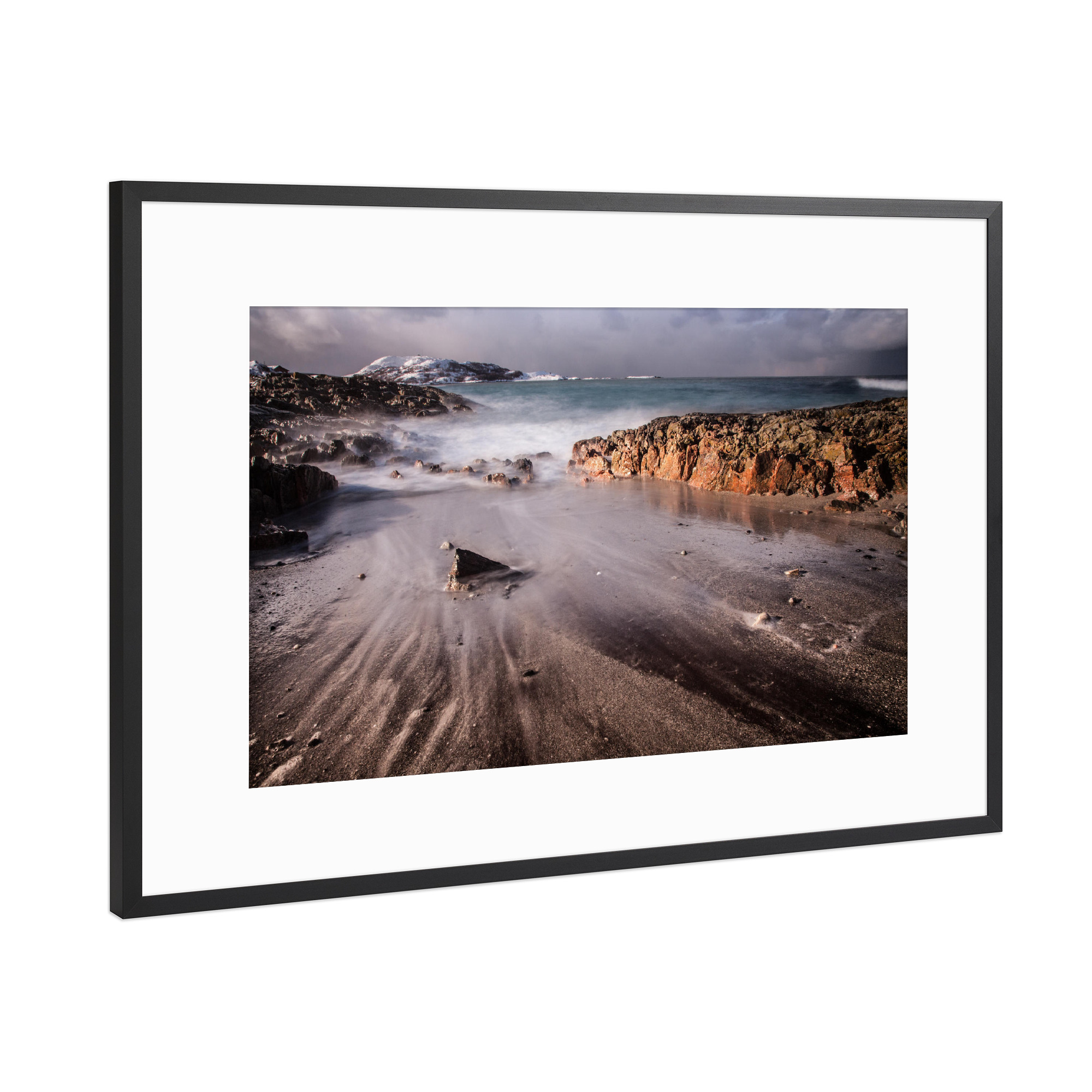 Poster mit Rahmen Schwarz (Metallic) "Nordic Coast" artboxONE - Natur