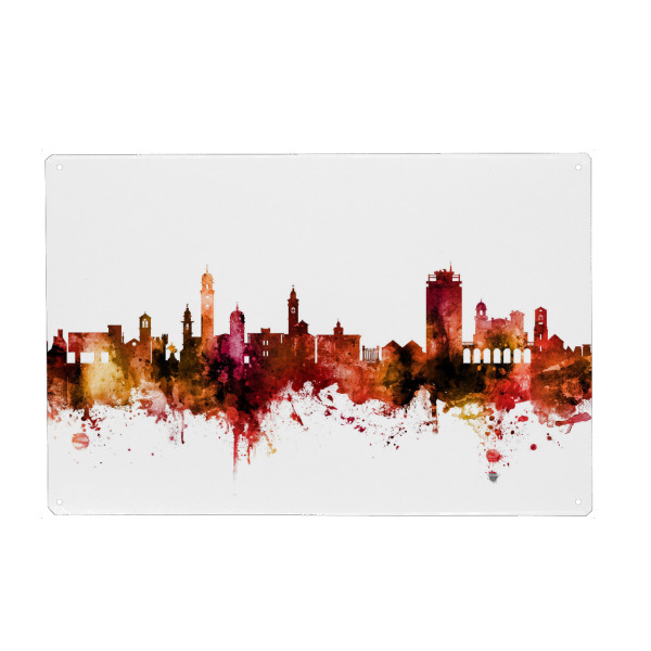Holzbild "Lugano Switzerland Skyline Red" artboxONE - Städte,Reise