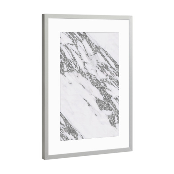 Poster mit Rahmen Silber "Glitter loves Marble - Serenity" artboxONE - Abstrakt,Marmor