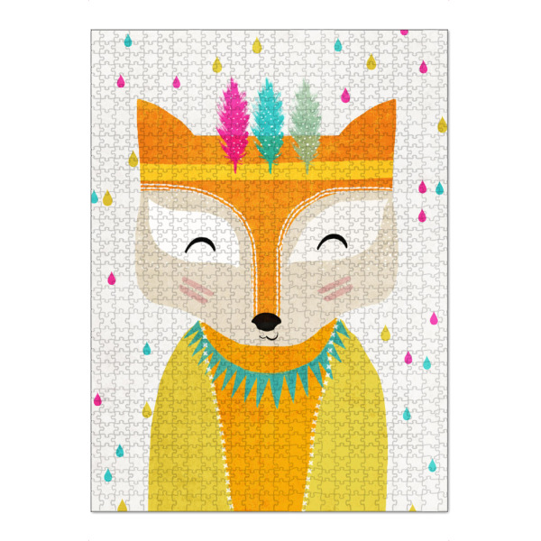 Puzzle Ravensburger "Der Regenmacher" artboxONE - Für Kinder,Tiere - Fuchs,Regen,Regenmacher,Tropfen,Happy,Kinderzimmer,Indianer - Bild fuchs